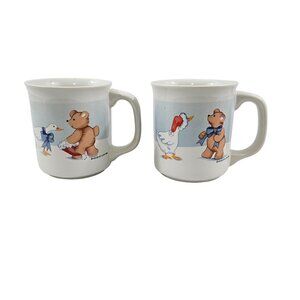 House of Lloyd Goose Bearies Teddy Bear & Goose  in the Snow Ceramic Cup Mugs